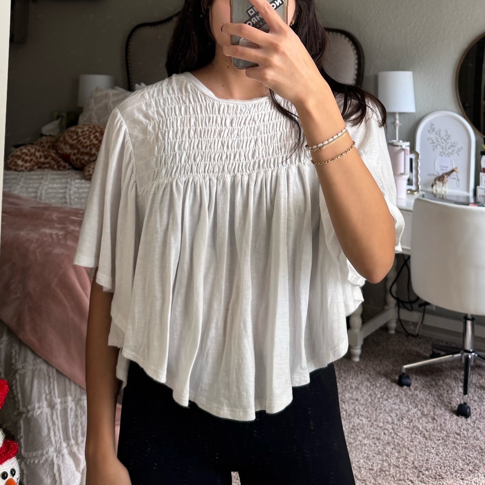 White Smocked Blouse